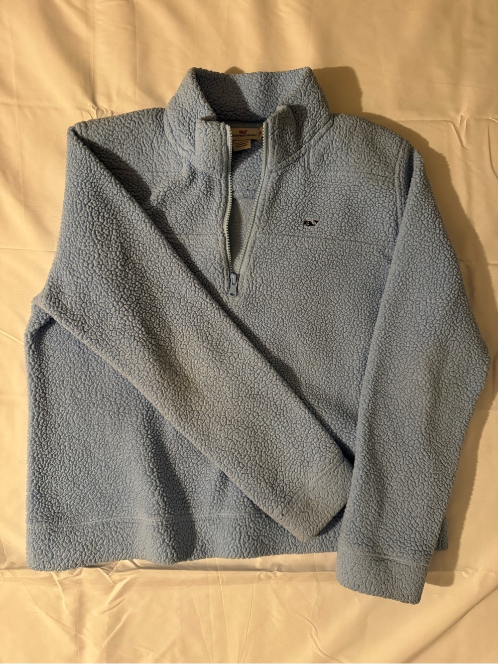 Vineyard Vines Light Blue Sherpa Quarter-Zip Pullover Sweater